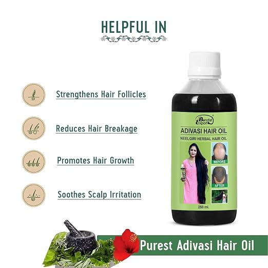 Adivasi hair oil original 250 ml, Original Aadivashi Hair Growth Oil 250 ML Ayurvedic Adiwasi Herbal Kesh tel with Natural Rosemary essential & Biotin for Control Hairfall anti-dandruff Adiwasi Hair Oil Original Pack of 1 II Herbal Hair Oil